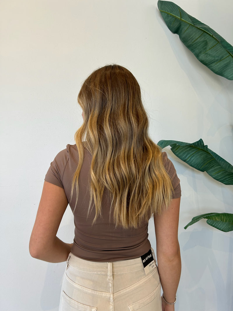 ROXI SS TOP CLAY TAUPE