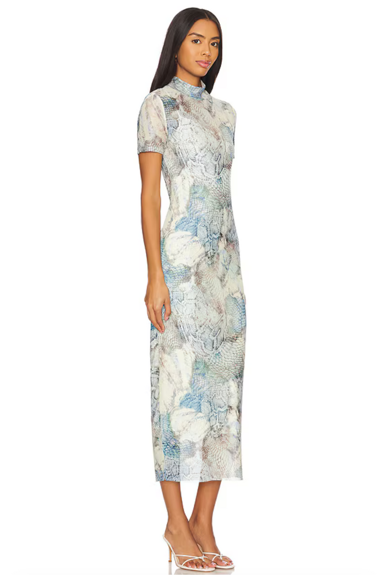 VIV DRESS NATURAL SNAKE PRINT