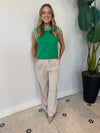 EMBROIDERED SLEEVELESS KNIT TANK EMERALD