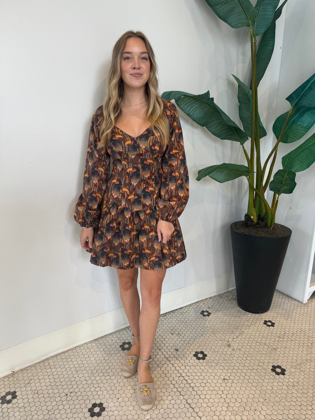 POLLY PRINTED FIT AND FLARE DRESS MULTI COLOR