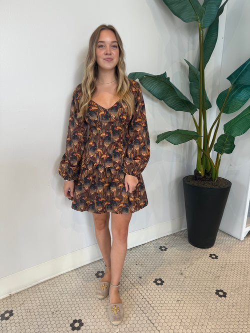 POLLY PRINTED FIT AND FLARE DRESS MULTI COLOR