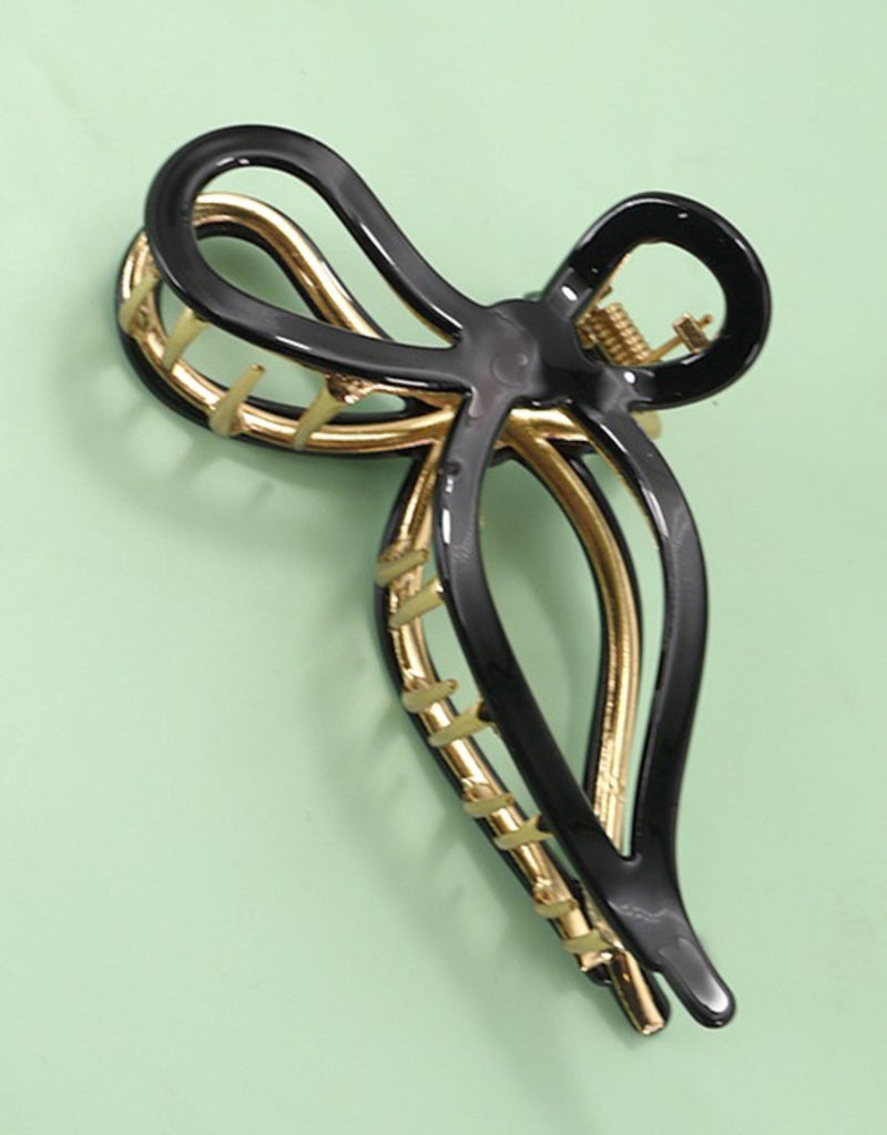 JUMBO CELLULOSE CASTING BOW HAIR CLAW CLIP BLK