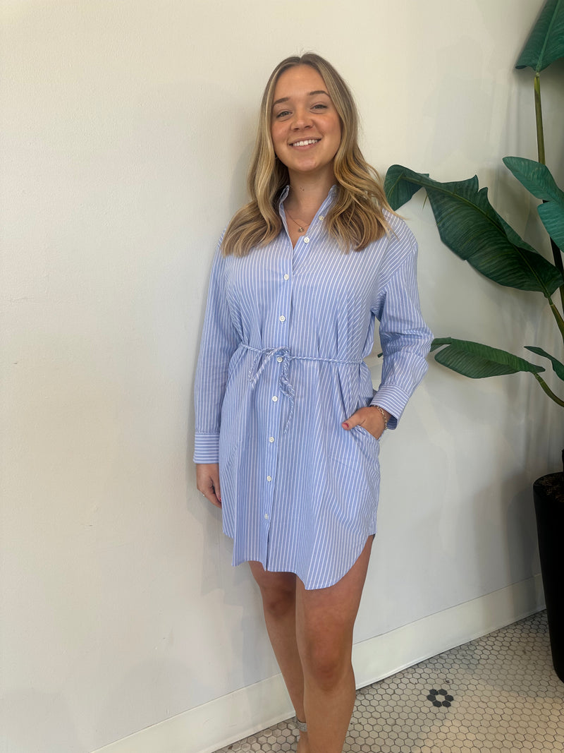 HARMONY OXFORD WHITE STRIPE DRESS