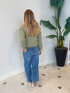 SINDHU LONG SLEEVE CREW NECK CARDIGAN MOSS