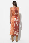 SANDI TWO TONED HALTER MIDI DRESS MARIGOLD/ BROWN
