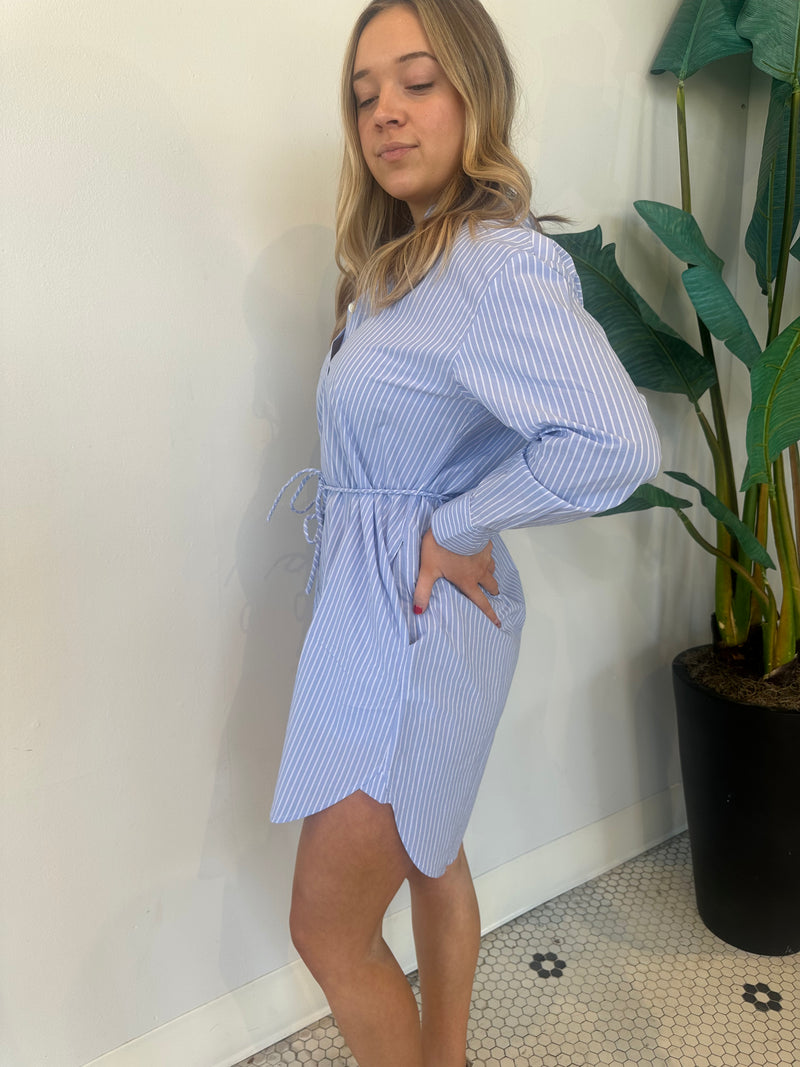 HARMONY OXFORD WHITE STRIPE DRESS