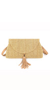 STRAW CLUTCH WITH TASSLE