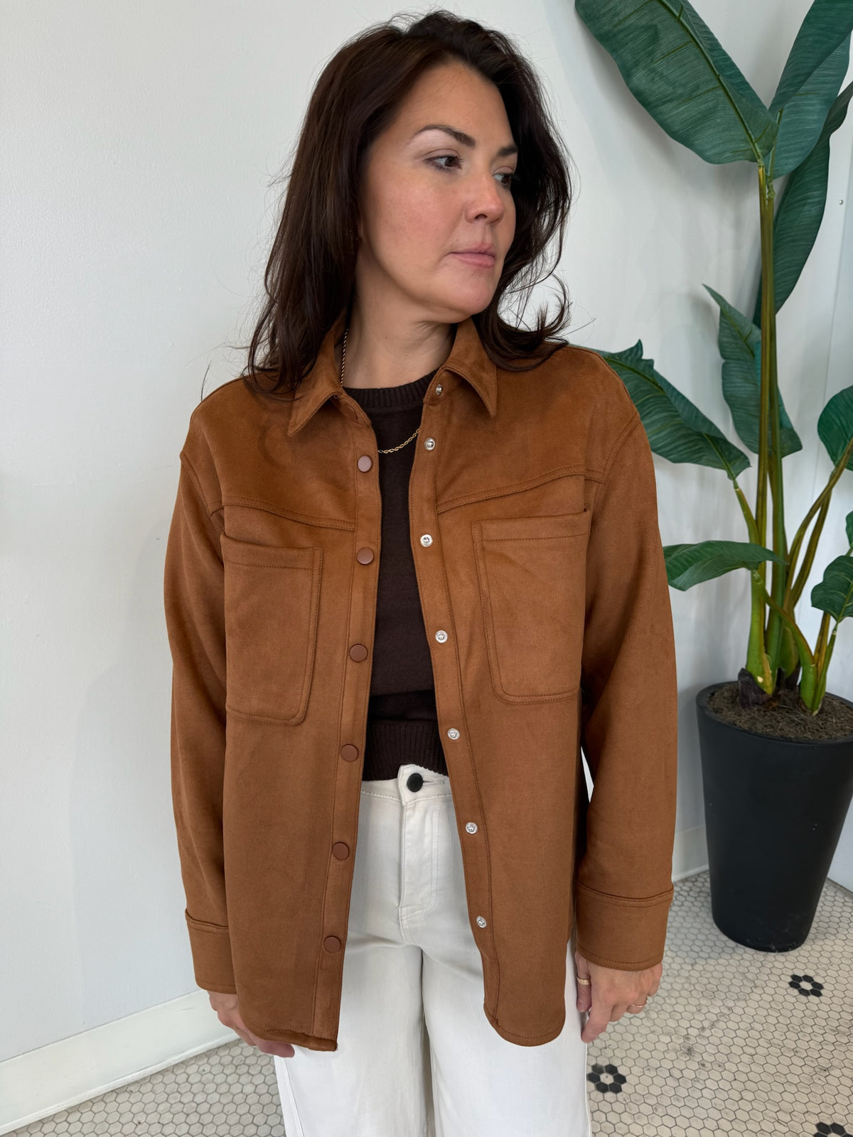 ALISHA BUTTON UP COGNAC