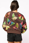 BROWN & NEON BUTTERFLY SWEATSHIRT