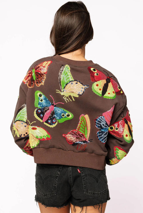 BROWN & NEON BUTTERFLY SWEATSHIRT