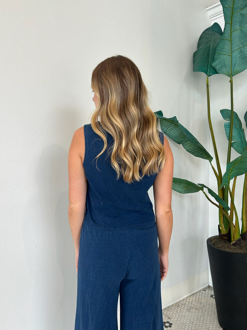 SOLACE JERSEY DENIM TOP INDIGO