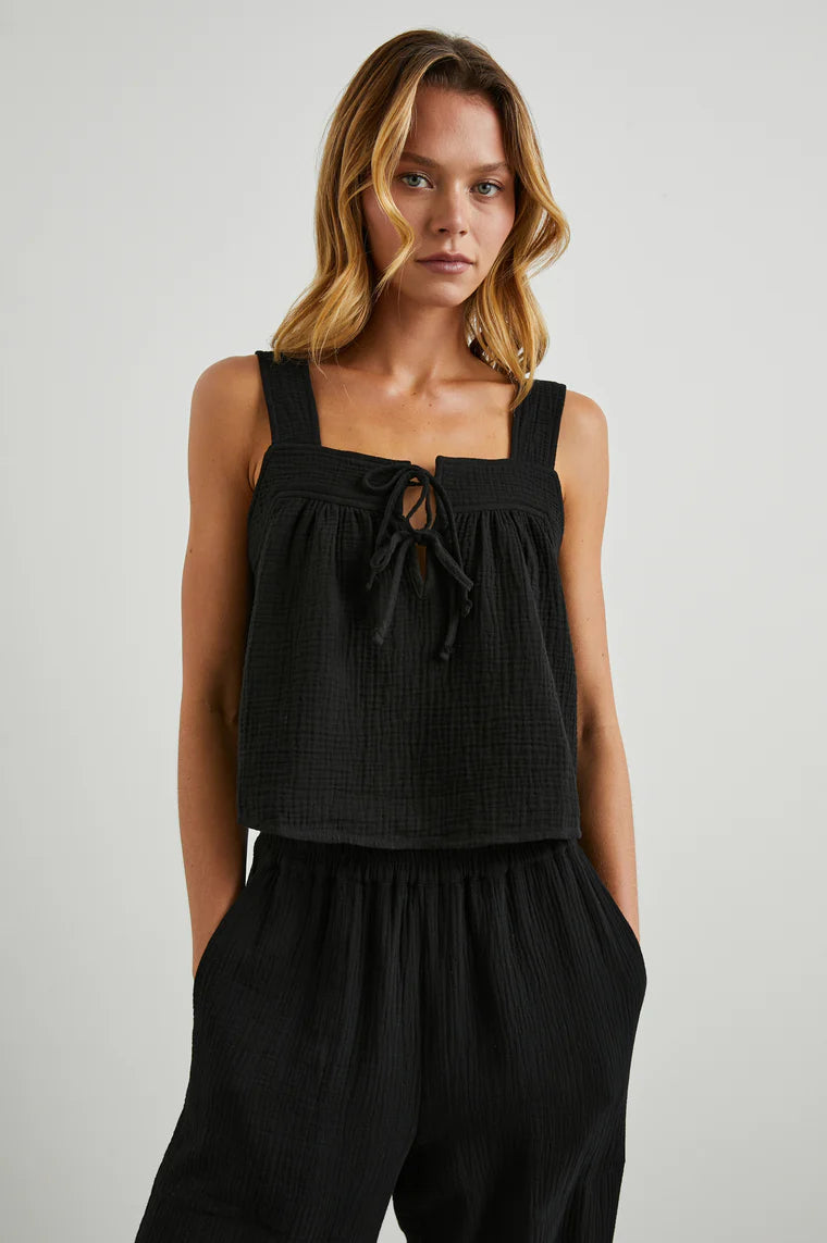 ENYA BLACK GAUZE TOP