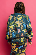 DARK TEAL SCATTERED BUTTRFLY, DRAGONFLY & FROG DRESS
