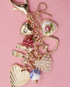 PORCELAIN BOWS HEARTS PEARL STRAWBERRY BAG CHARM