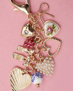 PORCELAIN BOWS HEARTS PEARL STRAWBERRY BAG CHARM