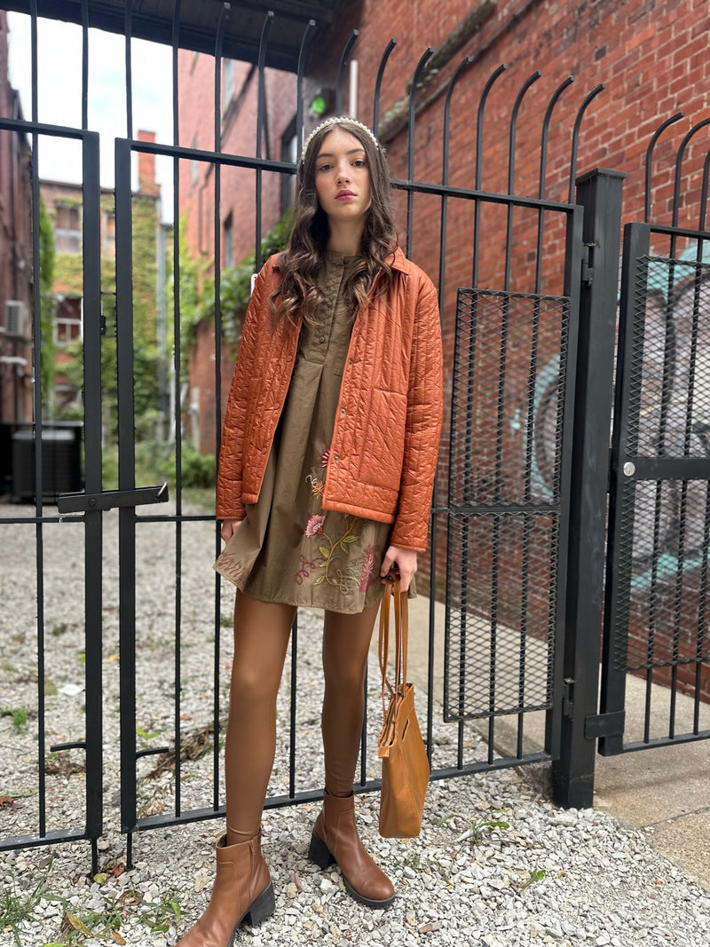 PUFFER COAT IN CLAY