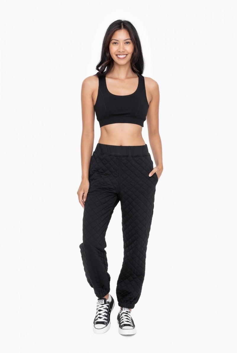 QUILTED JOGGERS BLACK