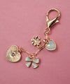 HEART BOW CLOVER STONE BAG CHARM