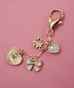 HEART BOW CLOVER STONE BAG CHARM