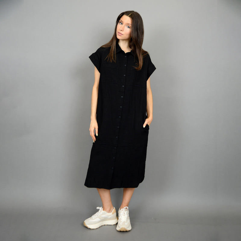 AIRA GAUZE SHIRT DRESS BLACK