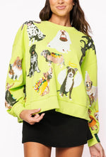 LIME GREEN HALLOWEEN DOGS SWEATSHIRT