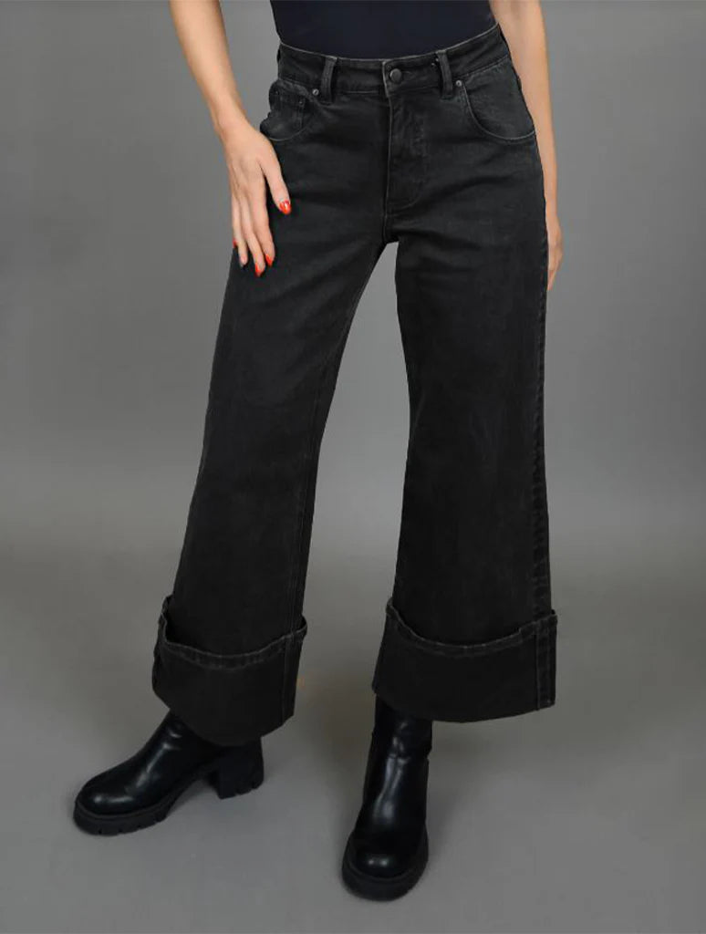 CARLA STRETCH TWILL CUFF PANT BLACK
