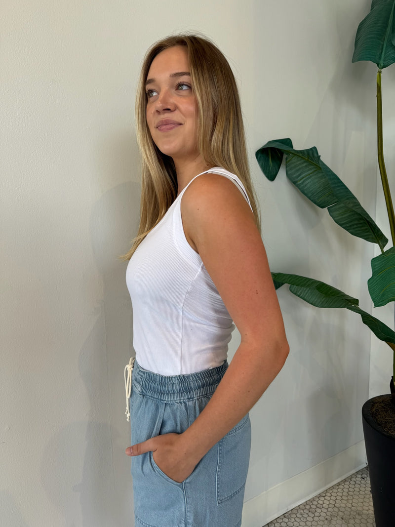 SIENNA RIB TANK WHITE