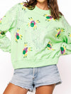 NEON GREEN FUZZY SPIDER & WEB SWEATSHIRT