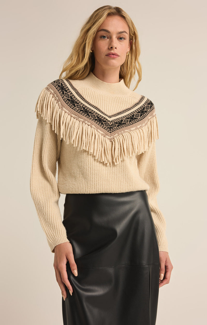 NORTH FRINGE SWEATER STONE