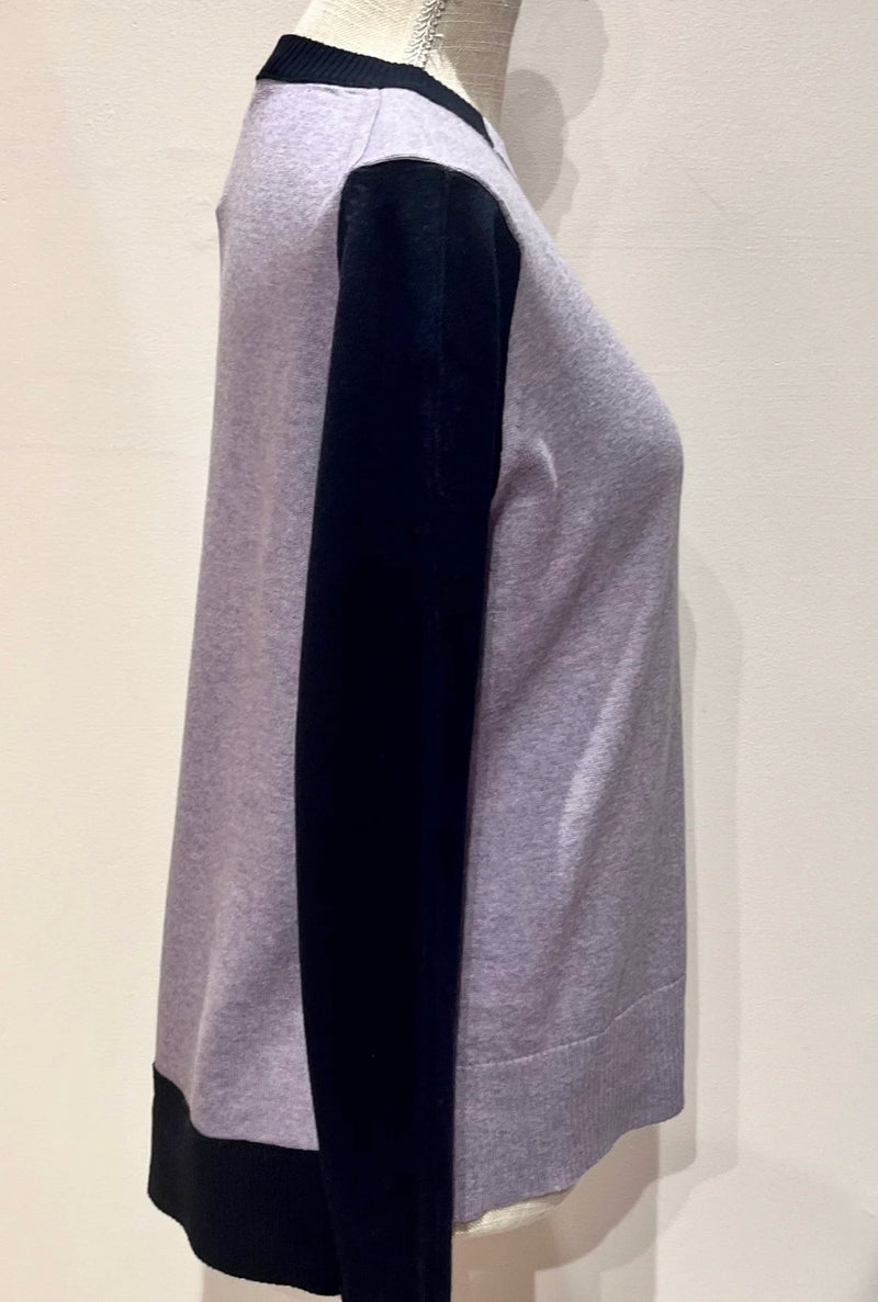 LAV NAVY MIXED KNIT TOP