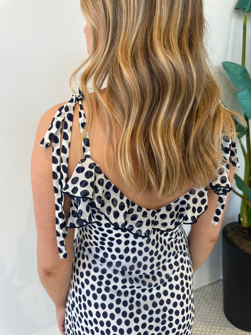ADALINA NAVY POLKA DOT DRESS