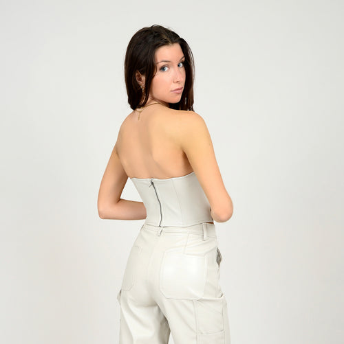 CORA LEATHER BUSTIER STONE