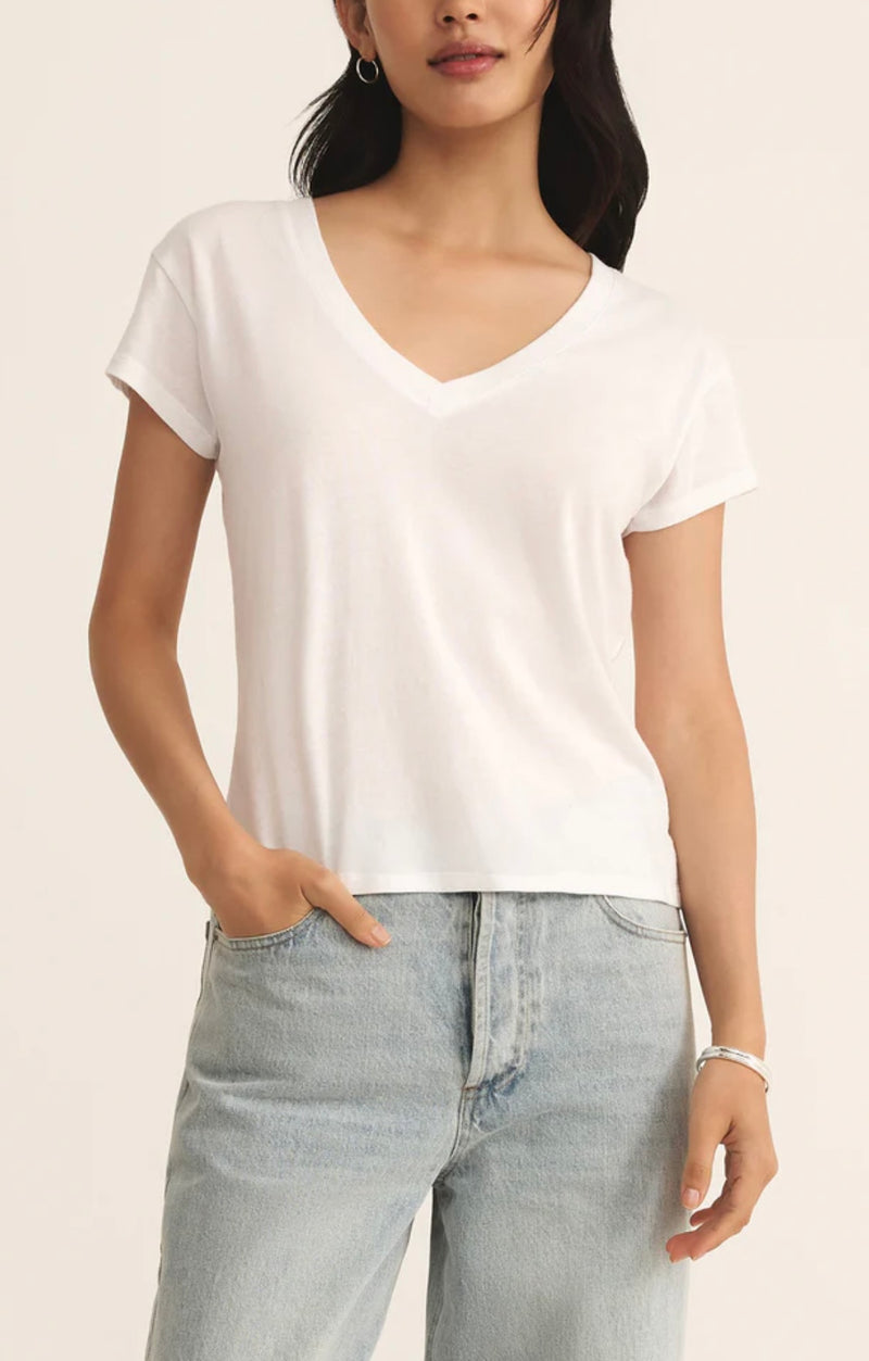 LIVELY RELAXED V-NECK TEE WHITE