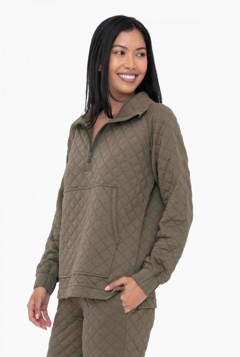 QUILTED PULLOVER IVY GREEN