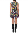 PETAL SLEEVELESS MINI DRESS W/ ROSE APPLIQUE MULTI