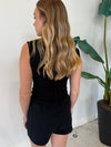 ESSENTIAL MICRO-RIBBED HENLEY TANK TOP BLACK