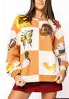 BROWN & IVORY CHECKERED FALL ICON SWEATSHIRT