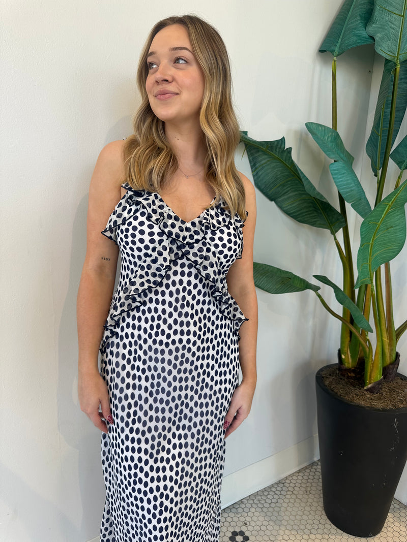 ADALINA NAVY POLKA DOT DRESS