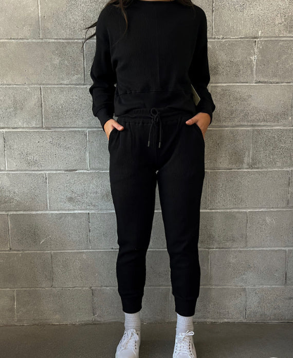 KENZIE WAFFLE JOGGER BLACK