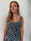VANNI COTTON EYELET DROP WAIST MINI DRESS NAVY
