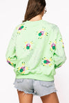 NEON GREEN FUZZY SPIDER & WEB SWEATSHIRT