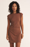 CAMINO TEXTURED MINI DRESS TEAKWOOD