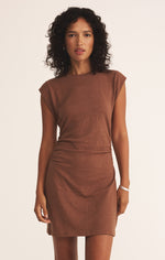CAMINO TEXTURED MINI DRESS TEAKWOOD