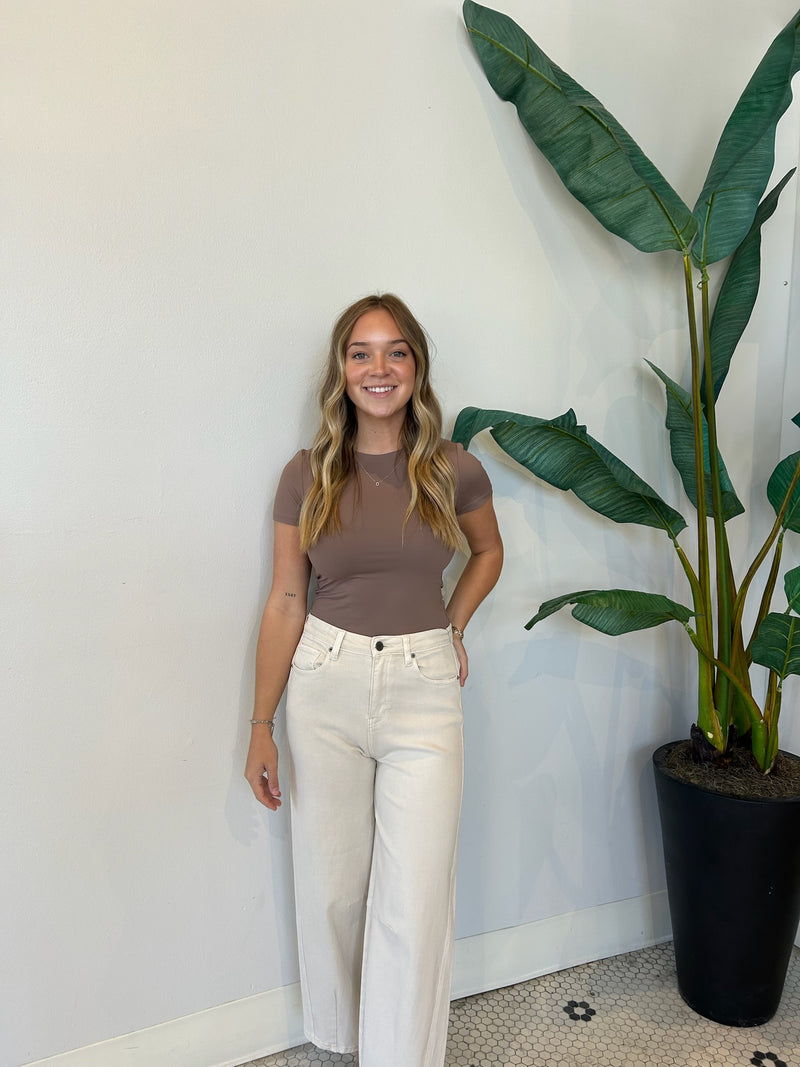 ROXI SS TOP CLAY TAUPE