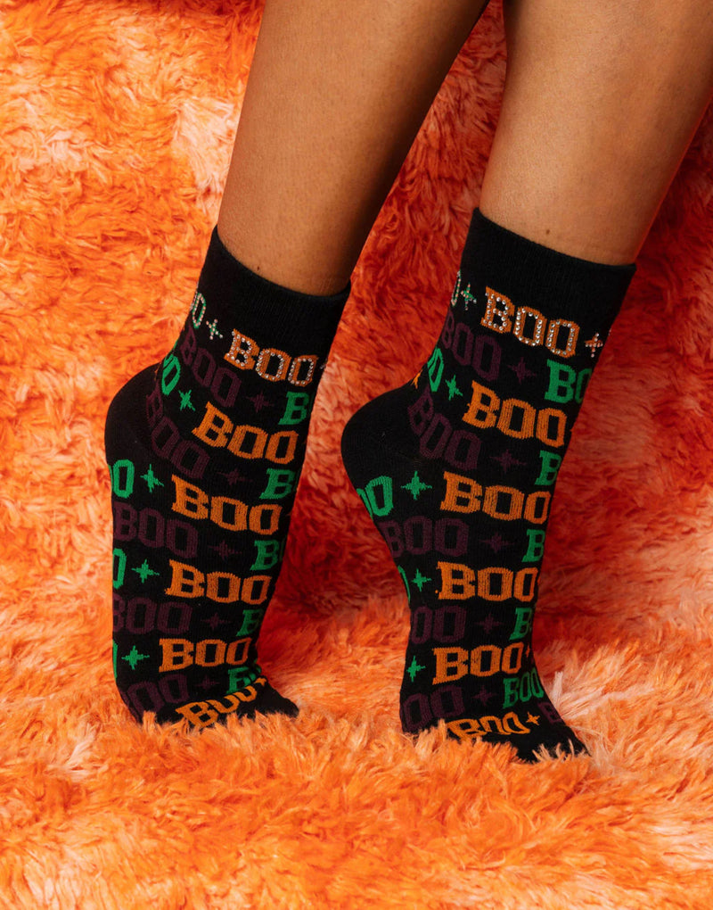 BOO' SOCKS BLACK/RHINESTONES