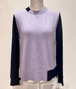 LAV NAVY MIXED KNIT TOP