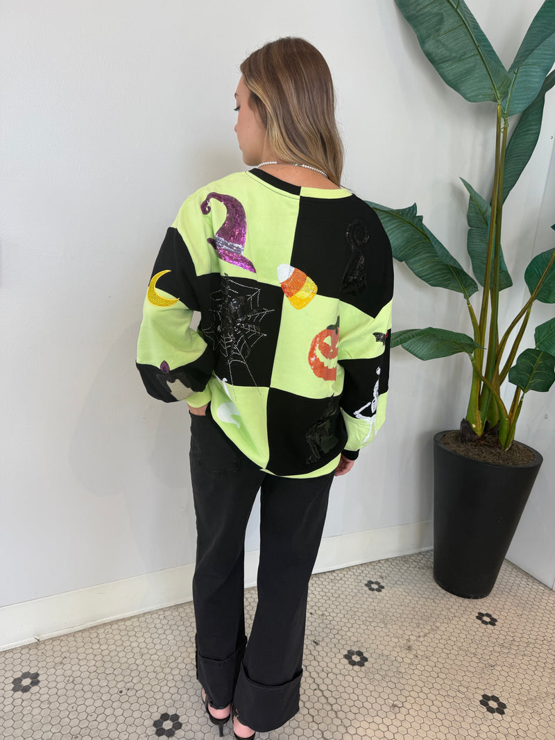 LIGHT GREEN & BLACK HALLOWEEN ICON SWEATSHIRT