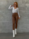 DELILAH LEATHER LEGGINGS COGNAC
