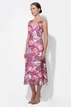 PRUDENCE FLORAL LACE MIDI DRESS MAGENTA