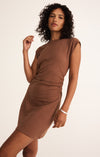 CAMINO TEXTURED MINI DRESS TEAKWOOD